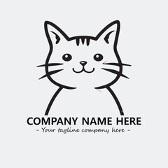 Cat illustration black and white for logo company vector image