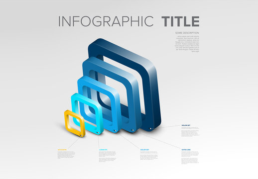 3D Layered Infographic with Gradient objects on light background