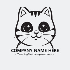Cat illustration black and white for logo company vector image
