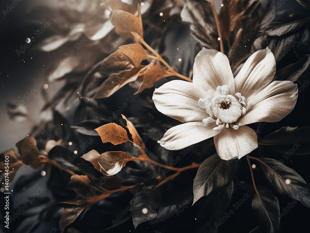 Poster detailed textures arranged precisely to simplify space and focus light effectively