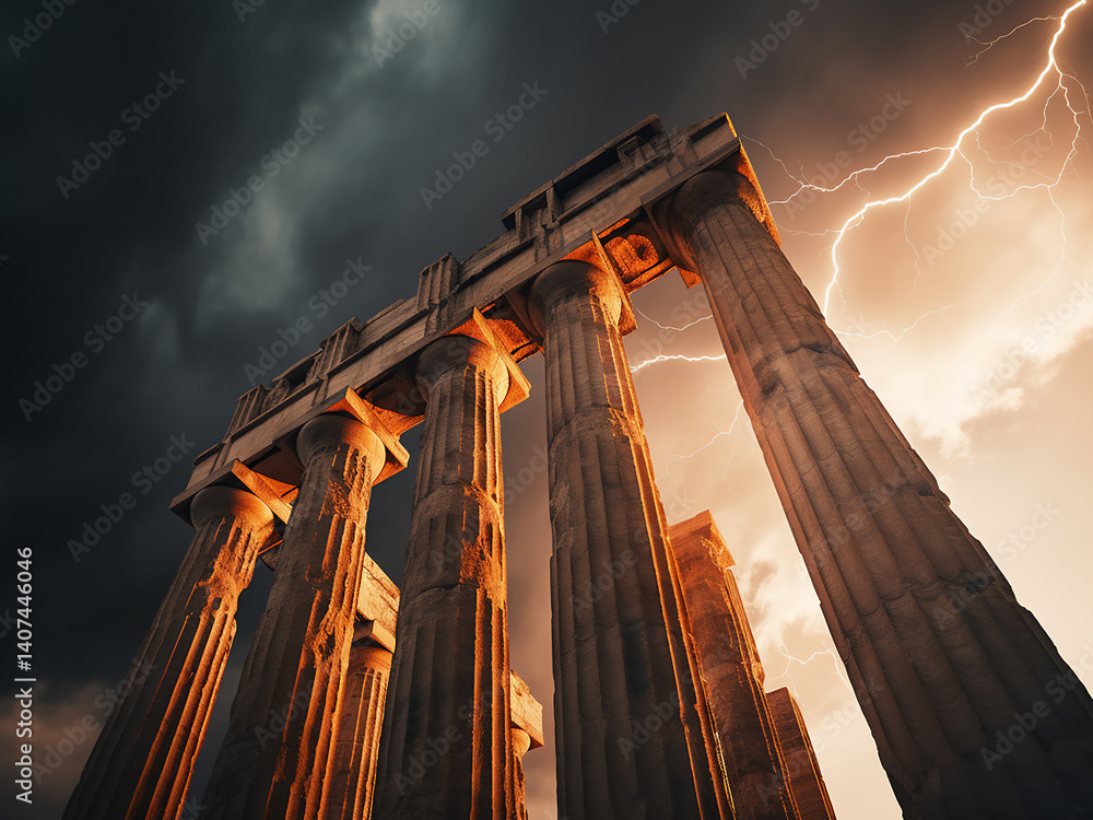 Aufkleber towering thunderheads create columns illuminated by afternoon light
