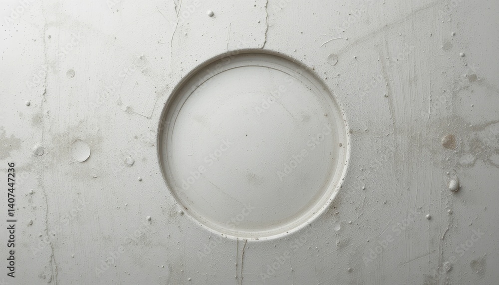 Poster exploring circular patterns in concrete urban environment abstract photography minimalist design top