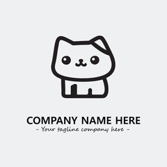 Cat illustration black and white for logo company vector image