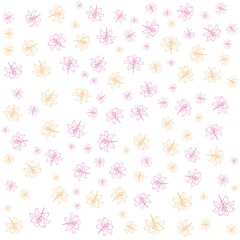 Seamless Hand-Drawn Outline Floral Pattern