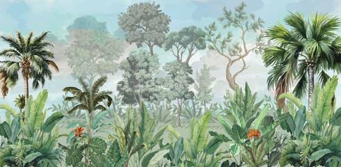 Wallpaper - Wall Mural - Tropical Bliss - PHOTO WALL, Tropical Wall mural Illustration.  © Sharif