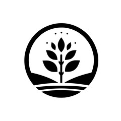 Minimalist Organic Tree Logo: Earthy & Sustainable Design in a Circle
