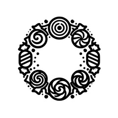 Sweet Treats Circle: Black & White Candy Wreath Graphic
