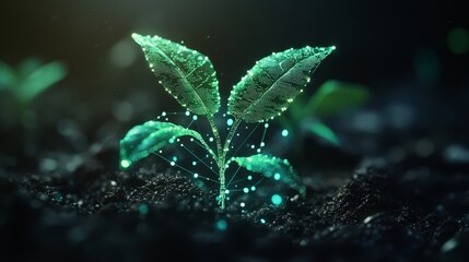 <Vibrant Seedling Showcasing Eco-Friendly Biotechnology Growth in the Soil>