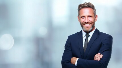 Fototapeta premium Confident Executive Manager in Formalwear Smiling with Arms Crossed
