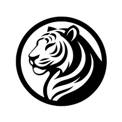 Bold Tiger Silhouette in Circle: Vector Logo Design