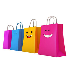 Vibrant paper shopping bags in pink and other hues, perfect for retail sale and gift purchase