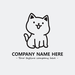 Cat illustration black and white for logo company vector image