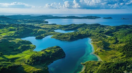 nature aerial view landscape scenery environment forest ocean blue sky sdgs sustainable ecology collage holiday title template ad blue green beautiful drone bird view