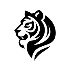 Bold Tiger Head Logo in Black and White - Graphic Design Element