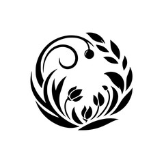 Minimalist Floral Circle Design in Black and White