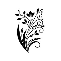 Elegant Floral Silhouette: Black & White Ornament Design