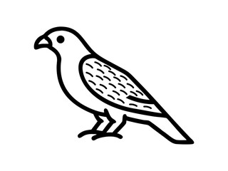 A stylized, black line drawing of a falcon in flight.