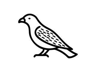 A stylized, black line drawing of a falcon in flight.