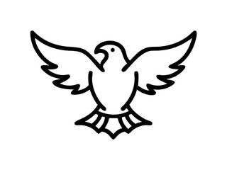 Obraz premium A stylized, black line drawing of a falcon in flight.