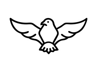 A stylized, black line drawing of a falcon in flight.