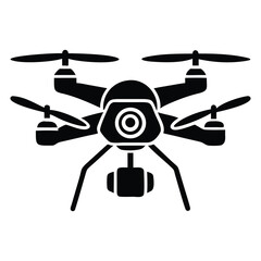 Black and White Icon of a Drone with Camera, Technology and Aerial Photography Concept