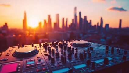 Sunset Cityscape DJ Mixer
