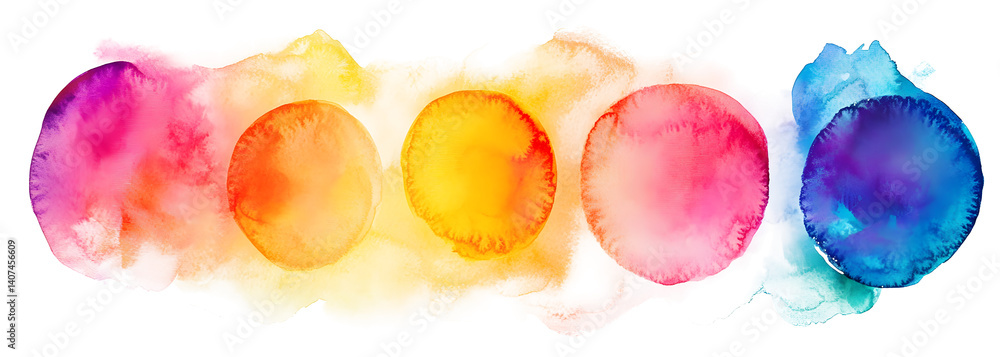 Poster watercolor circle with many color set bundle. generative ai