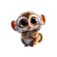 Adorable Cartoon Baby Bushbaby with Big Eyes