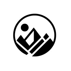 Minimalist Mountain Logo in Circle - Adventure and Outdoors