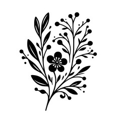 Elegant Black & White Floral Vector Illustration