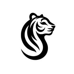 Sleek Black Tiger Logo, Minimalist Vector Design, White Background