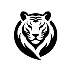 Bold Tiger Head Logo, Minimalist Black and White Design