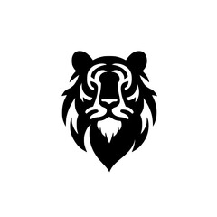 Black & White Tiger Head Logo: Strong, Minimalist Design