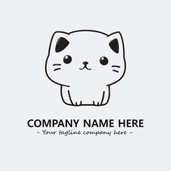 Cat illustration black and white for logo company vector image