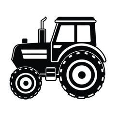 Old black and white farm tractor, an isolated agricultural machine