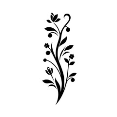 Elegant Black Floral Vine Silhouette on White Background
