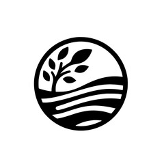 Minimalist Eco-Logo: Tree & Water in Circle, Sustainable Design
