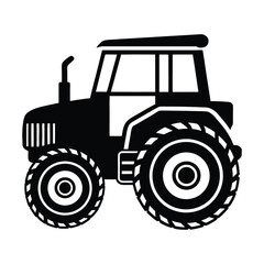 Old black and white farm tractor, an isolated agricultural machine