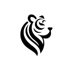 Modern Minimalist Tiger Head Logo - Black and White Vector Illustration