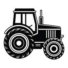 Old black and white farm tractor, an isolated agricultural machine