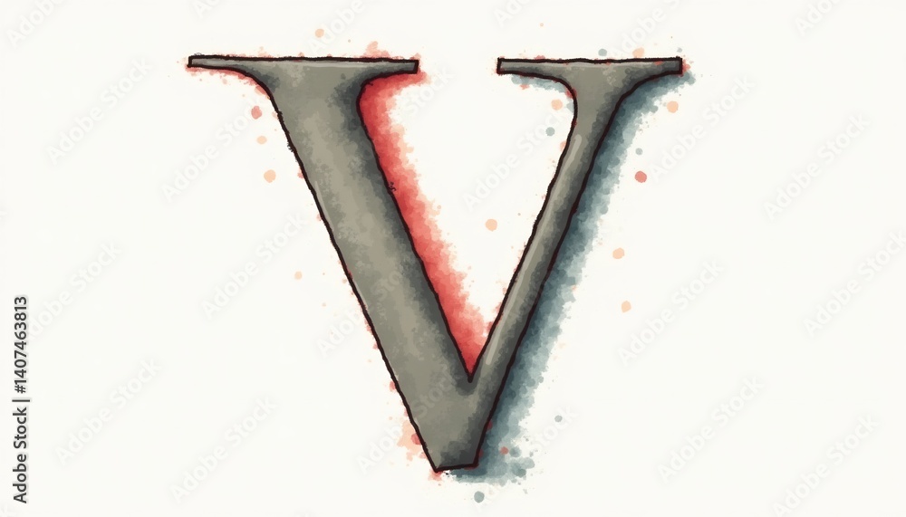 Aufkleber dimensional letter v: an artistic rendering of the letter 