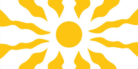 Horizontal retro groovy background with bright sunburst in style 60s, 70s. Trendy colorful graphic print. illustration modern.