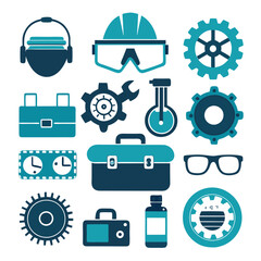 Engineering and construction elements in trendy flat vector style