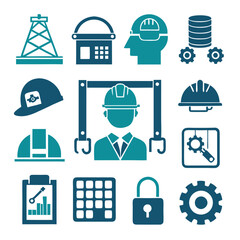 Engineering and Industrial Icon Set for Safety and Design