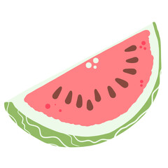 A sliced of watermelon hand drawn clean colorful illustration  
perfect for summer fruit designs, market, dessert gifts, greeting cards, print, textile