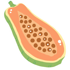A papaya hand drawn clean colorful illustration  
perfect for summer fruit designs, market, dessert gifts, greeting cards, print, textile
