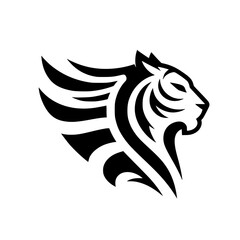 Abstract Tiger Head Logo in Black and White
