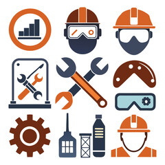 Industrial, engineering, construction, manufacturing, and oil & gas vector icons