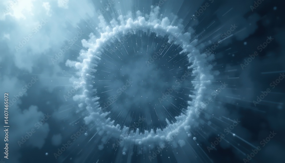 Poster dynamic abstract blue particle wave motion digital space motion graphics futuristic environment clos