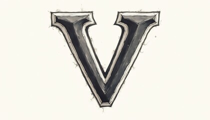 Engraved Letter V: A meticulously crafted letter "V" etched with precision, its surfaces subtly capturing light and shadow, lending a sense of depth and elegance to the artistic execution.